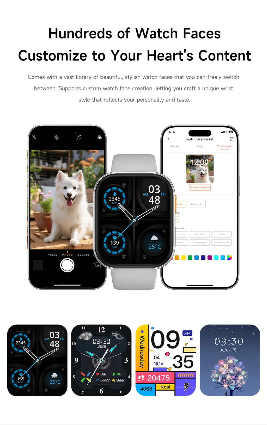 LIGE 2026 1000mAh Battery Men Women Smart Watch 2.04" HD Large Screen Flashlight Hear Rate Bluetooth Call Smartwatch 100+ Sports