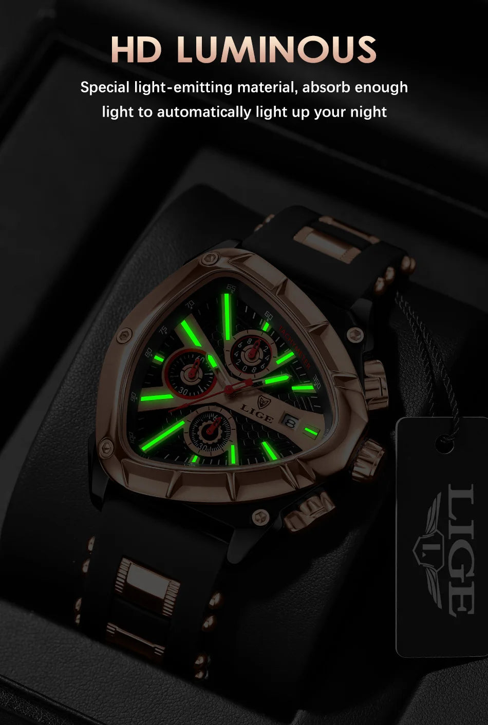 LIGE Original Luxury Unisex Watch Waterproof Sport Quartz Wrist Watches Business Big Dial Wristwatches Relogio Masculino+BOX