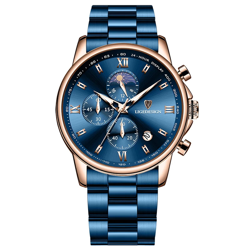LIGE Band Luxury Watch for Man Quartz Sports Men Watch Waterproof Luminous Stainless Steel Chronograph Men's Watches Clock Reloj