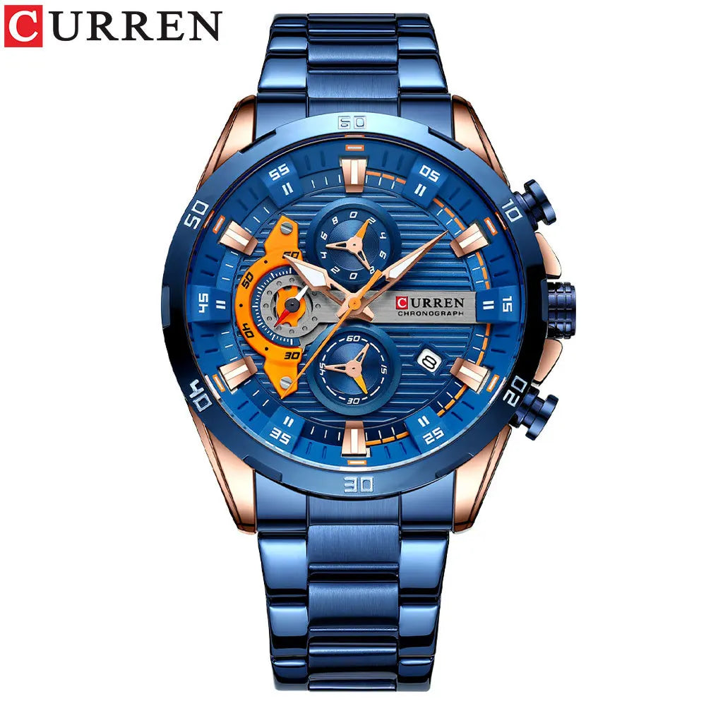 CURREN 8402 Men's Stainless Steel Watch Creative Fashion Luminous Dial with Chronograph Leisure Luxury Men's Watch reloj hombre