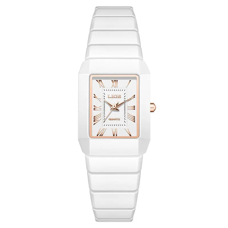 LIGE Women's Watch Ceramic Fashion Quartz Wristwatch Elegant Waterproof Vintage Watches Ultra-thin Watch for Women Reloj Hombre