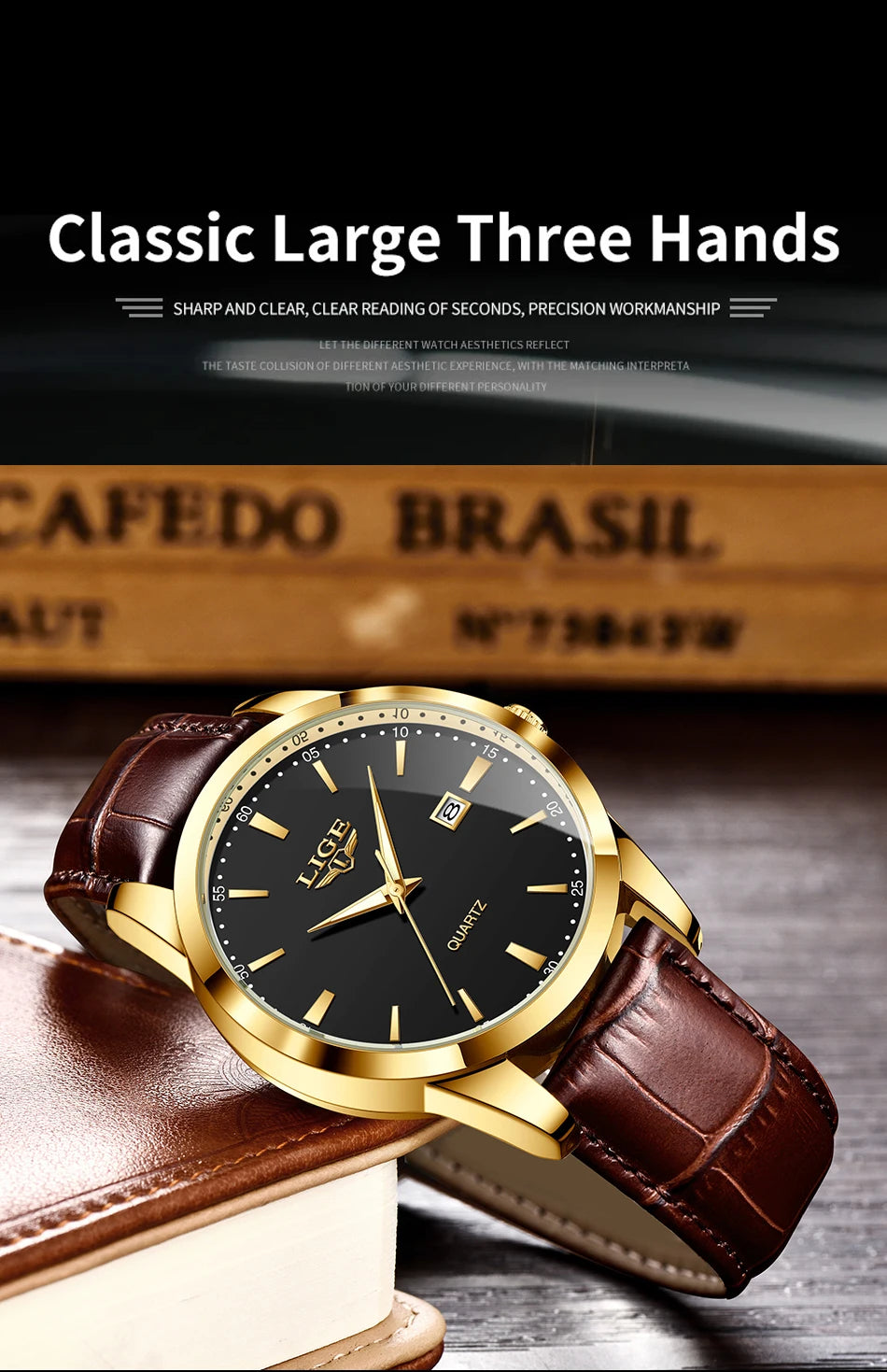 LIGE Mens Watches Top Brand Luxury Military Quartz Watch for Men Fashion Leather Waterproof Sports Chronograph Montre Homme+BOX