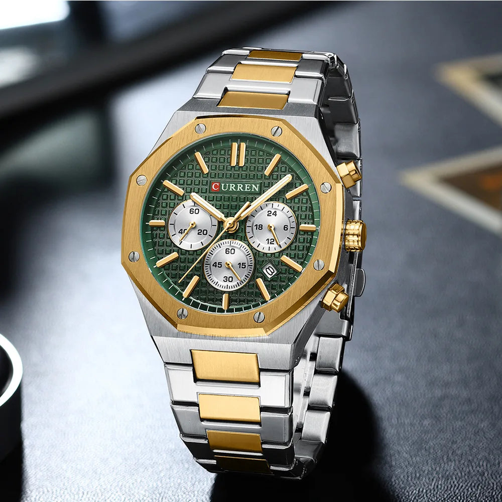 CURREN 8440 Fashion Men's Quartz Watch Multifunction Chronograph Calendar Luminous Wrsitwatch Casual Sports Watches for Man
