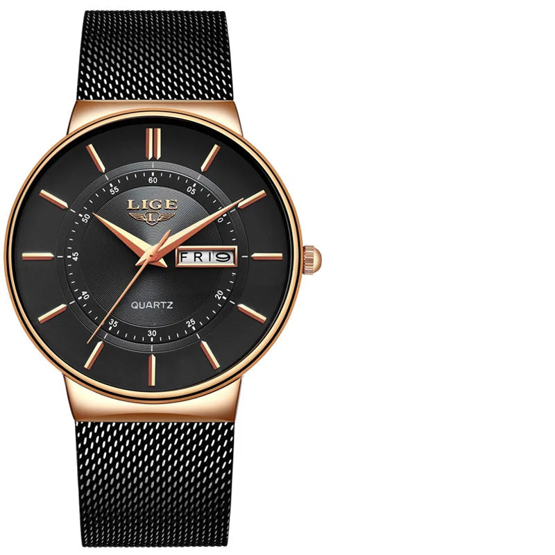LIGE 2026 Women's Watch Elegant Weekly Calendar Quartz Waterproof Watch for Women Luxury Women Watches Fashion Reloj de Mujer