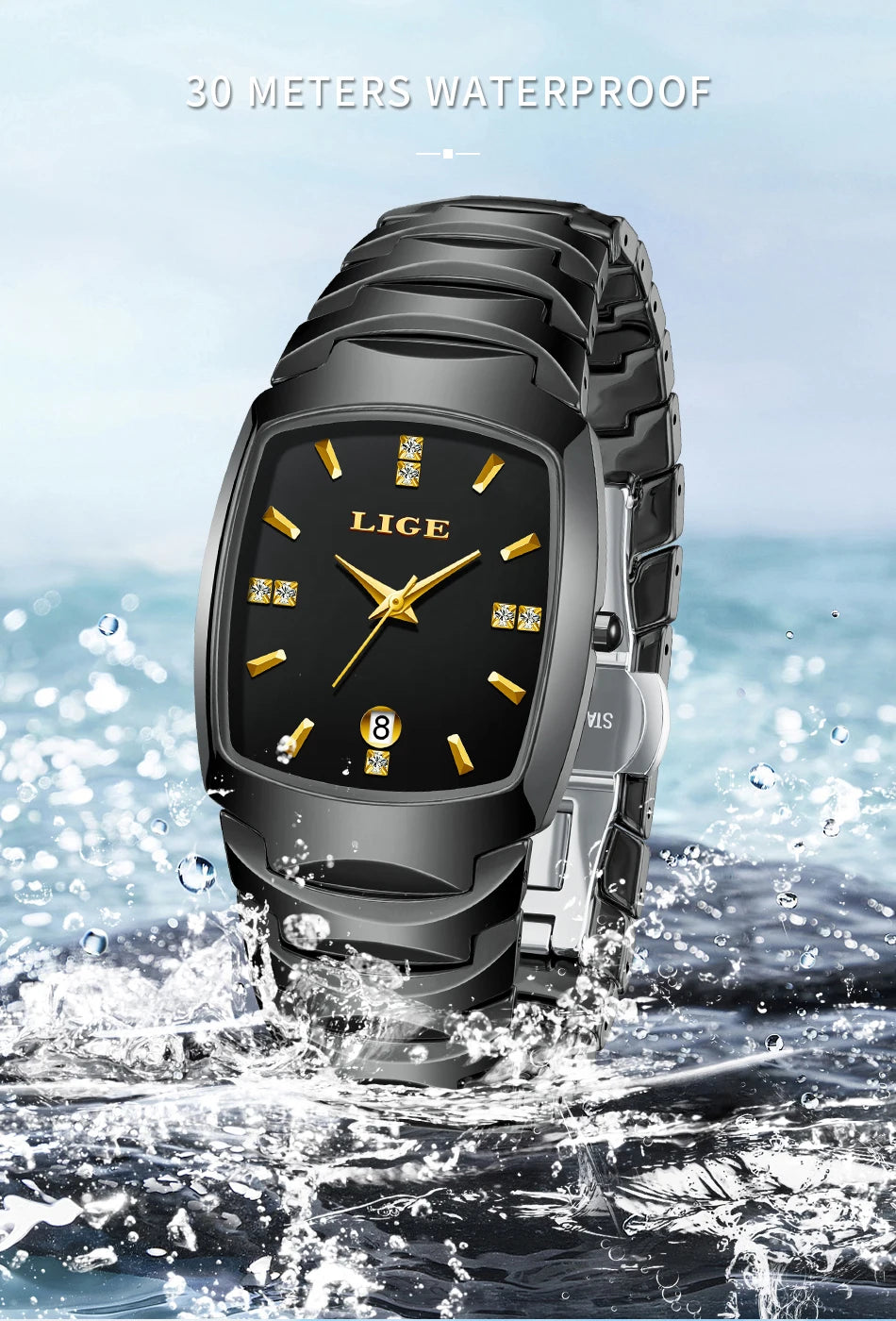 LIGE New Ladies Waterproof Watch Luxury Ceramic Braceletz Women Watches Creative Fashion Original Elegant Quartz Wristwatch Gift