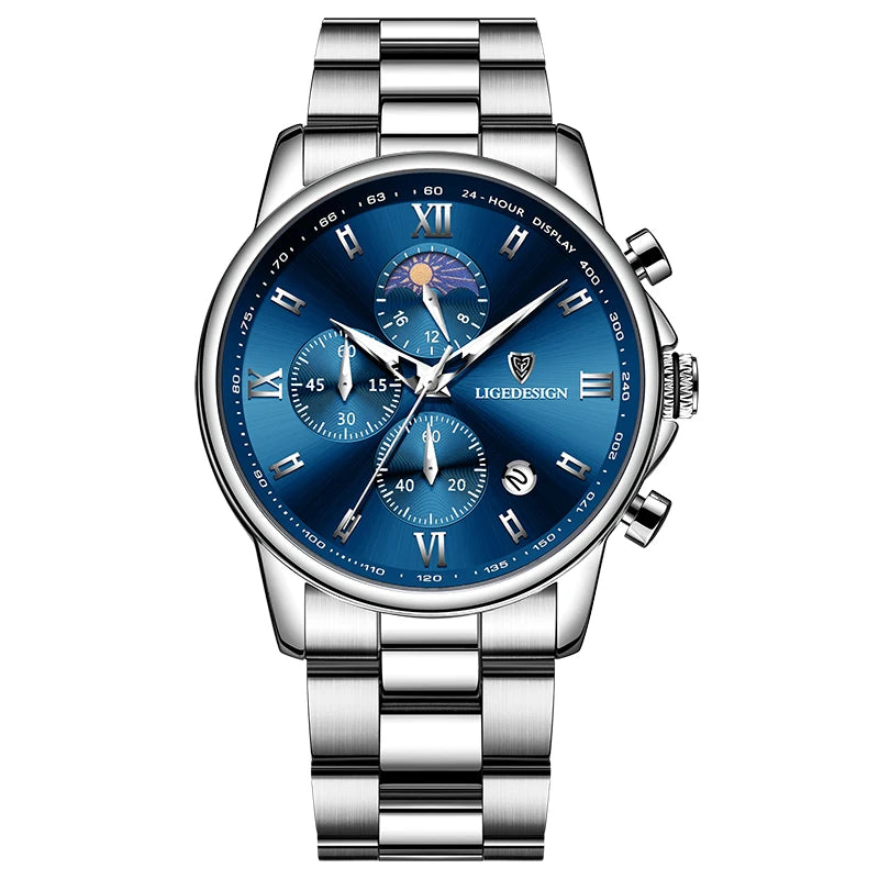 LIGE Band Luxury Watch for Man Quartz Sports Men Watch Waterproof Luminous Stainless Steel Chronograph Men's Watches Clock Reloj