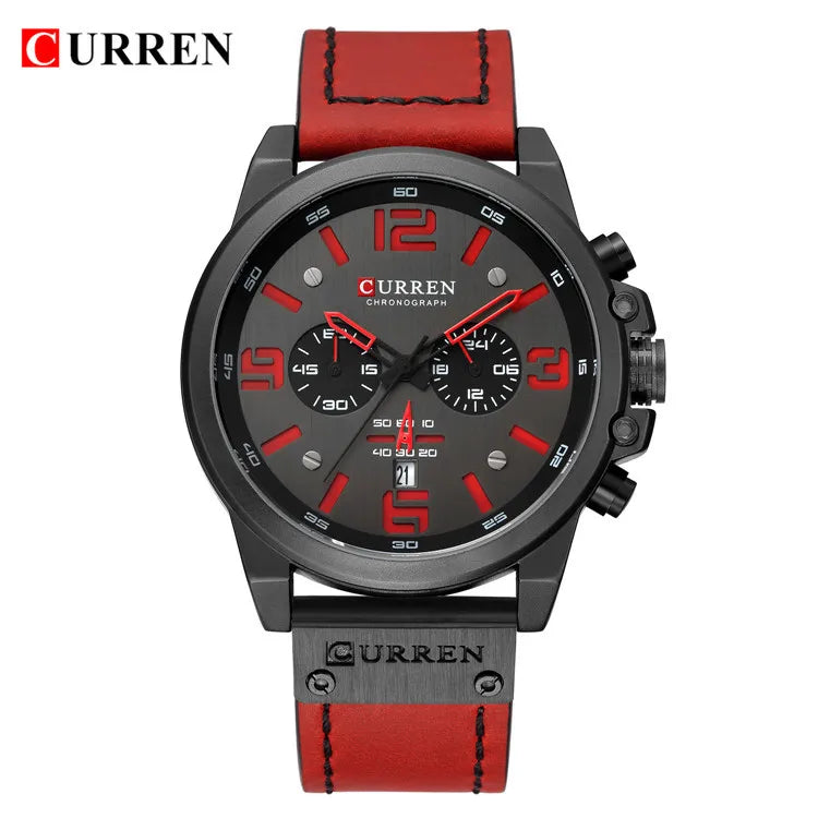 CURREN 8314 Men's Quartz Watch New Fashion Multi-function Chronograph Clock Leather Strap Calendar Simple Sports Watches for Men