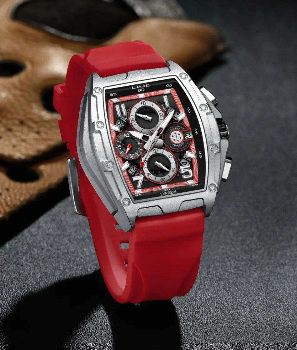 LIGE  Luxury Men‘s Watches Business Waterproof Male Clock Luminous Silicone Band Date Square Quartz Man Watches Reloj Hombre