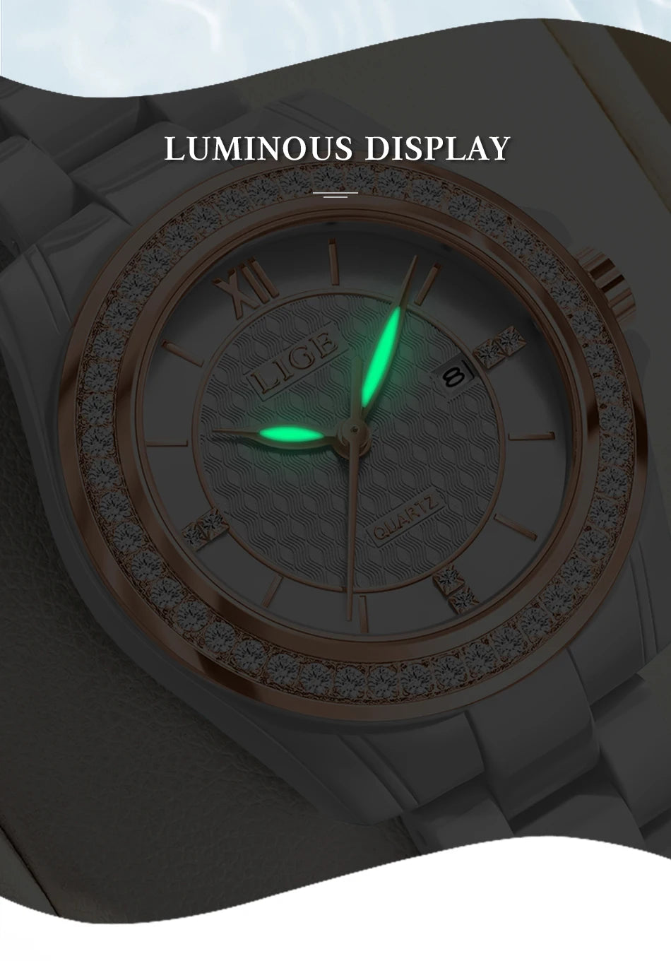 LIGE New Ceramic Watch Women Top Brand Luxury Creative Waterproof Watches For Women Fashion Elegant Luminous Ladies Quartz Watch