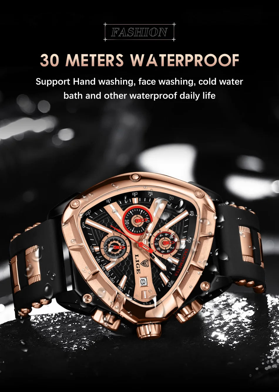 LIGE Original Luxury Unisex Watch Waterproof Sport Quartz Wrist Watches Business Big Dial Wristwatches Relogio Masculino+BOX