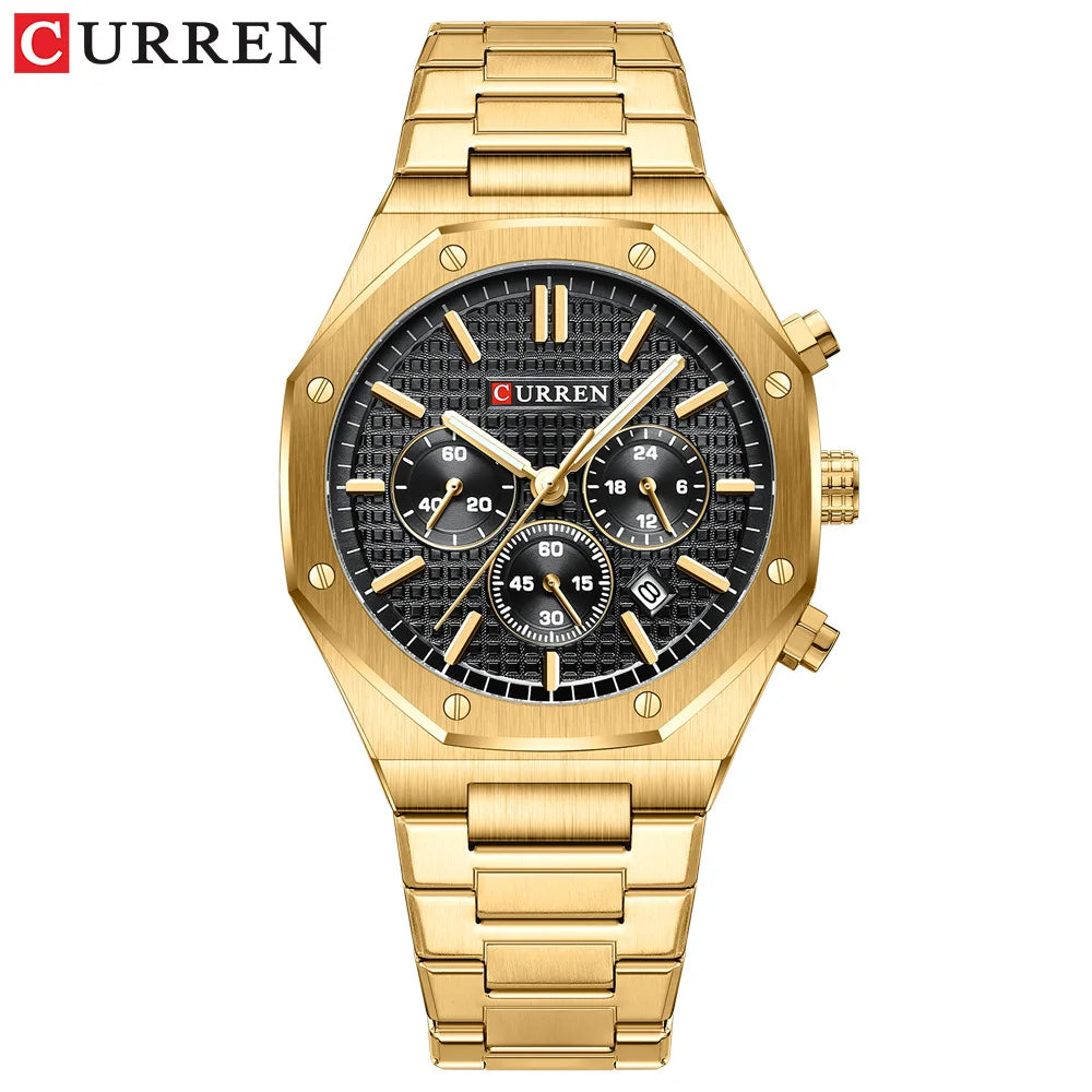 CURREN 8440 Fashion Men's Quartz Watch Multifunction Chronograph Calendar Luminous Wrsitwatch Casual Sports Watches for Man