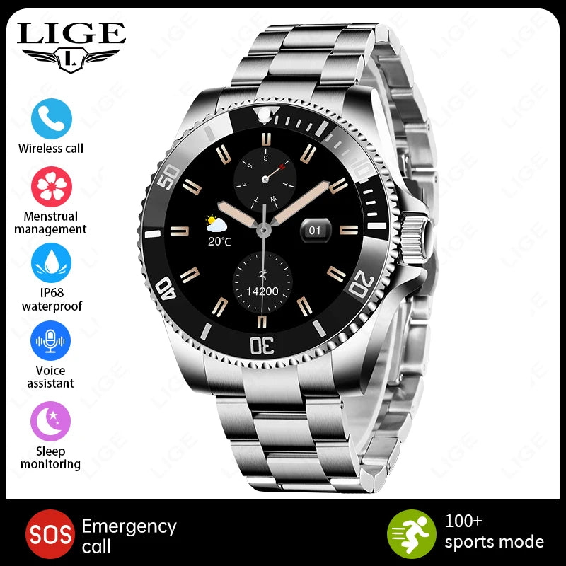 LIGE 2026 Style Luxury Smart Watch For Men Waterproof Sport Digital Business Smart Watches For Gift Smart Band Dials Answer Call