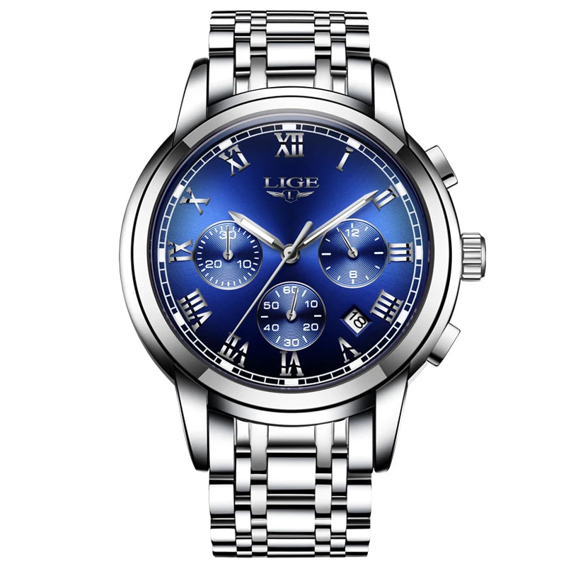 2024 LIGE Fashion Mens Watches Top Brand Luxury Quartz Wrist Watch for Men  Waterproof Sport Chronograph Watch Relogio Masculino