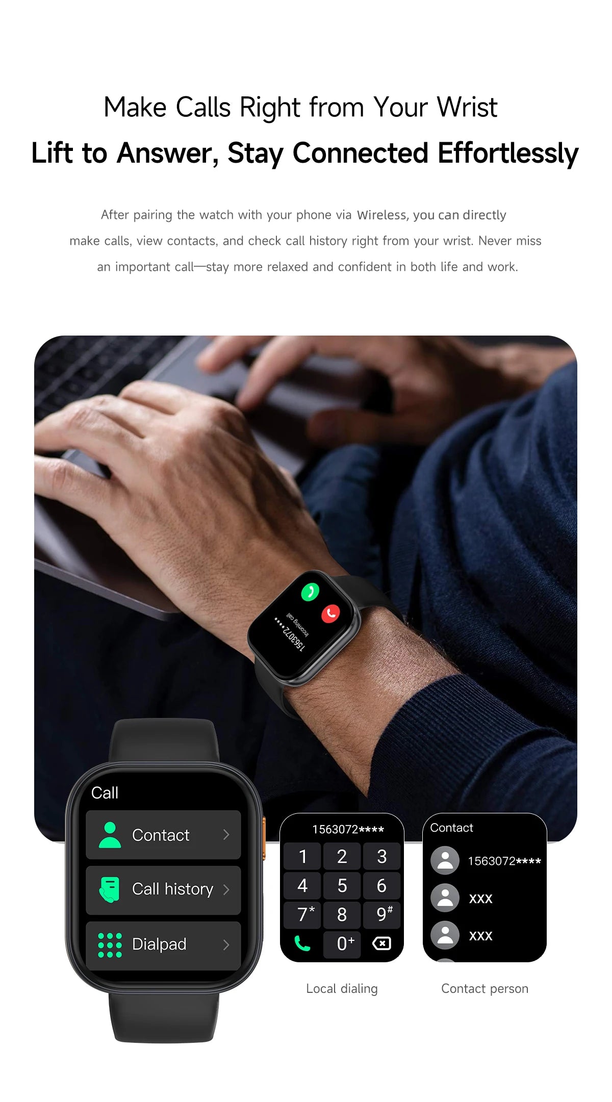 LIGE 2026 1000mAh Battery Men Women Smart Watch 2.04" HD Large Screen Flashlight Hear Rate Bluetooth Call Smartwatch 100+ Sports