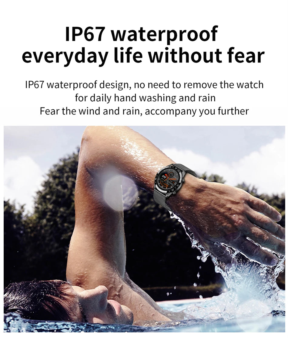 LIGE Men Smart Watch Bluetooth Call Luxury Full Circle Touch Screen Steel Band Waterproof Sports Fitness Watch For Android IOS