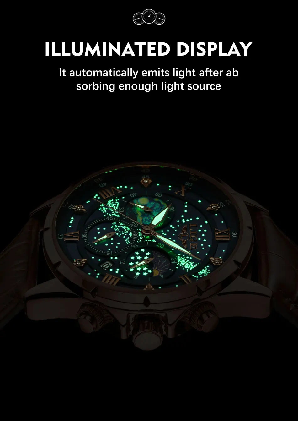 LIGE Men Watches Casual Sport Watch Men Luxury Waterproof Date Luminous Chronograph Wristwatch Male Quartz Watches Leather Clock