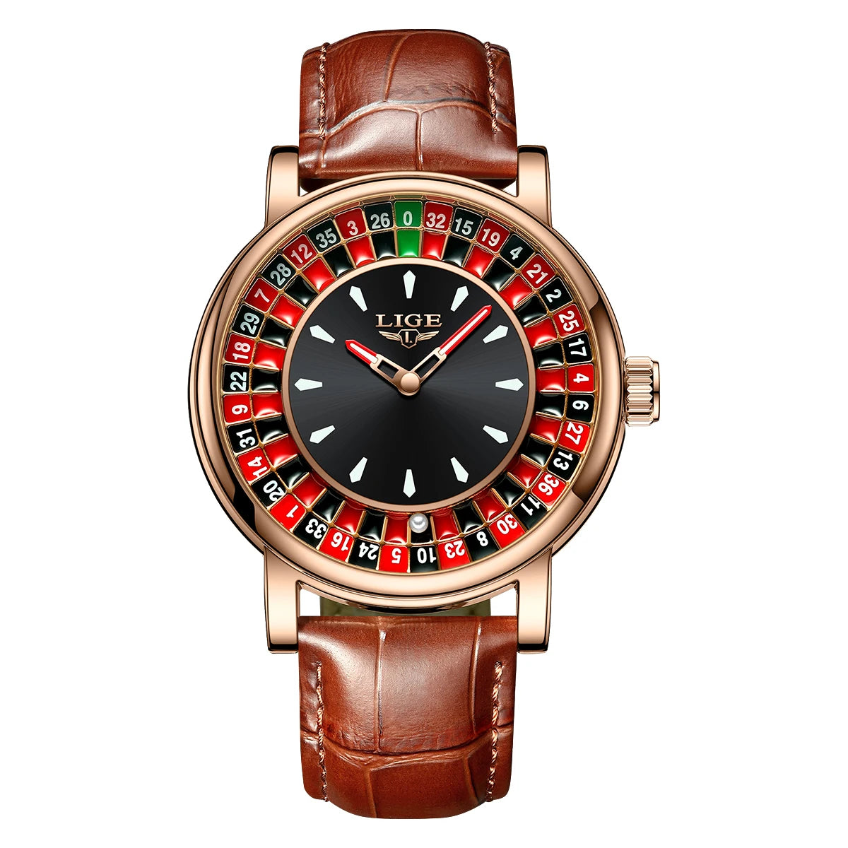 LIGE 2025 NEW mens watch Featured Dial Las Vegas Roulette Table Desk Theme waterproof quartz watches for men reloj hommes+BOX
