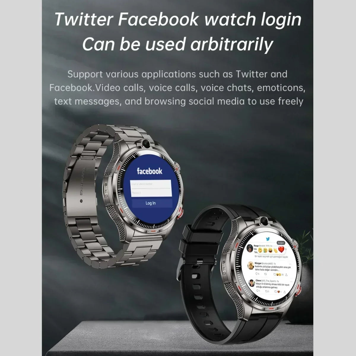 LW12 4G Smart Watch for Men with SIM Card 1.43 inch AMOLED Display  Android Dual Camera & GPS WiFi Support Apps Download