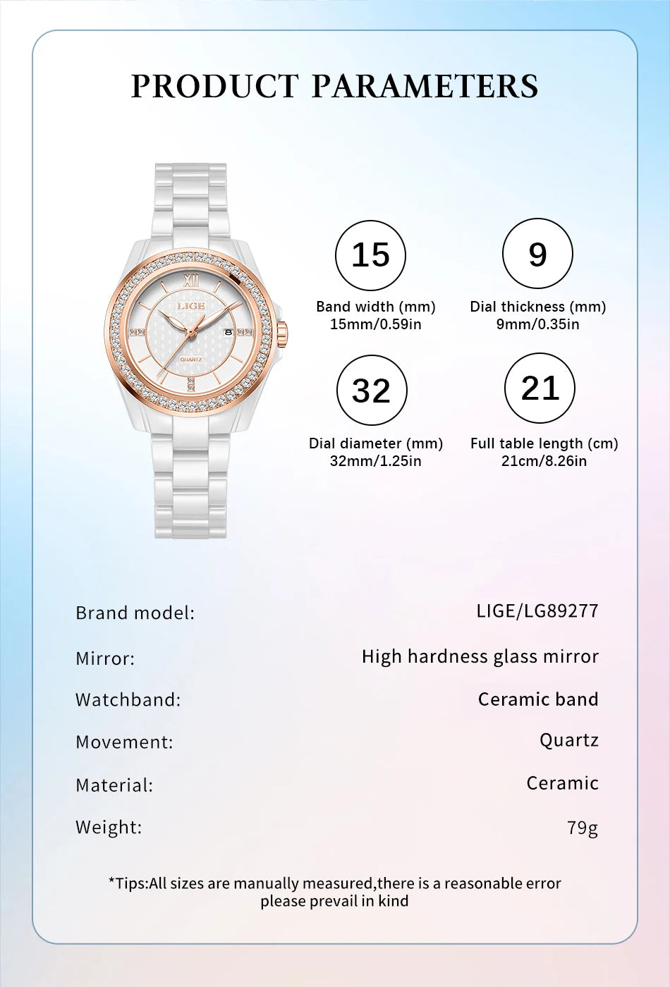 LIGE New Ceramic Watch Women Top Brand Luxury Creative Waterproof Watches For Women Fashion Elegant Luminous Ladies Quartz Watch