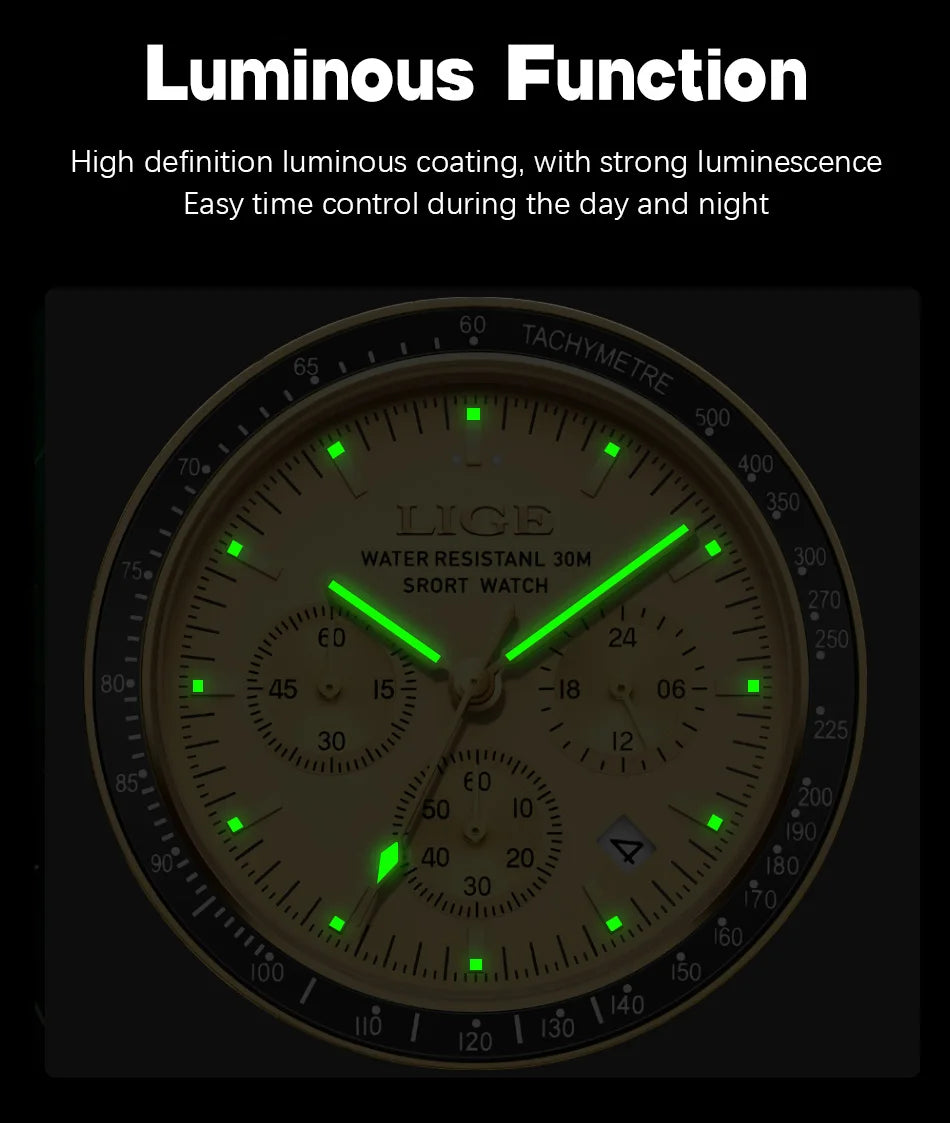 LIGE Fashion Mens Watches Top Brand Luxury Business Watch For Men Full Steel Waterproof Quartz Chronograph Relogios Masculino