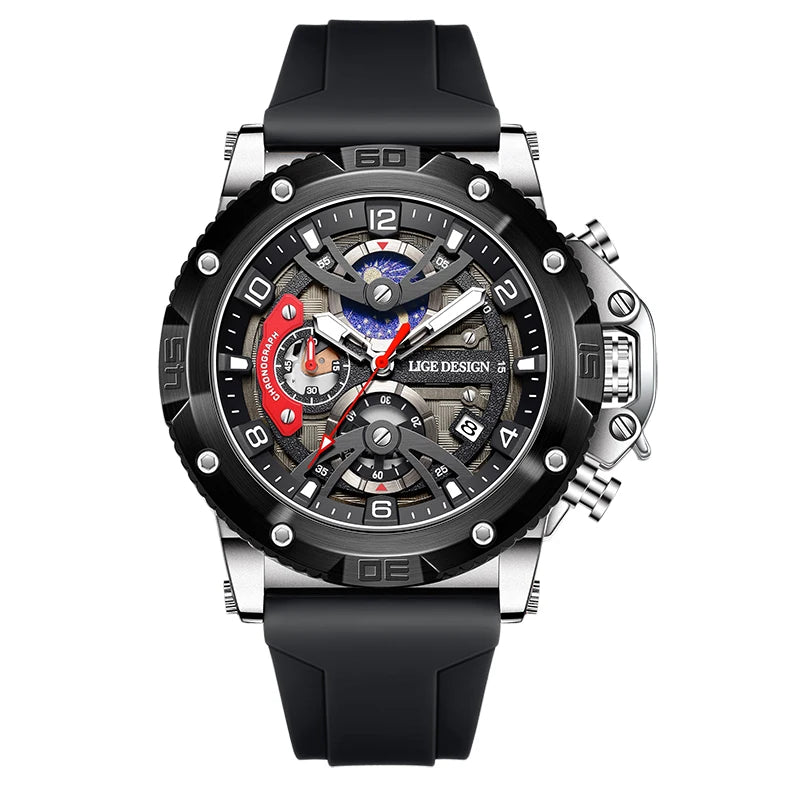 LIGE New Luxury Mens Watch Fashion Sports Dive Watches Men Waterproof Luminous Chronograph Quartz Wristwatches Reloj Hombre