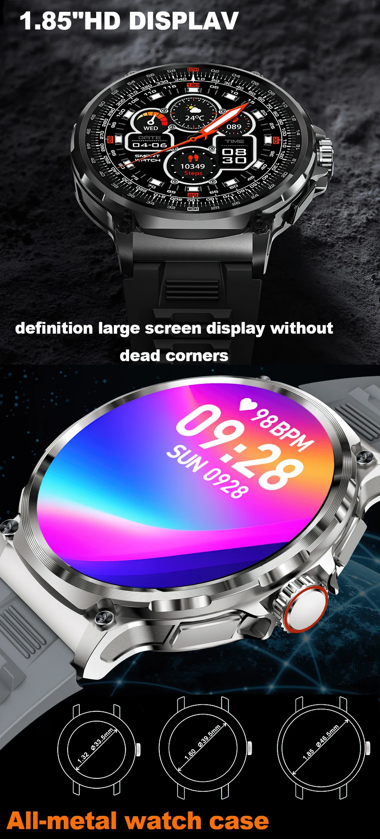 LIGE 1.85 Inch Smart Watch Men 710mAh Battery Long Standby Bluetooth Call Smartwatch New Fitness Watch Sport Tracker Andriod IOS