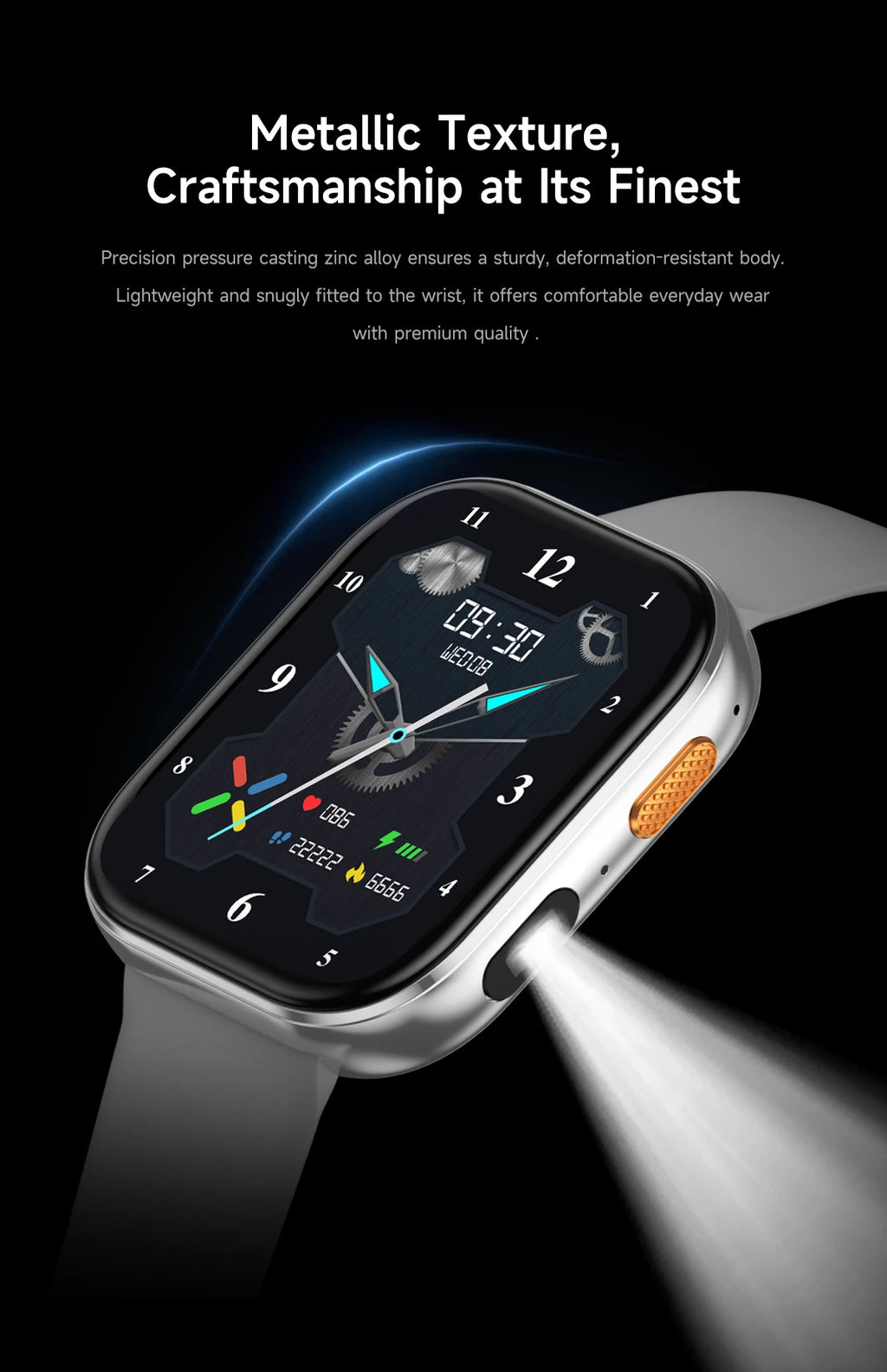 LIGE 2026 1000mAh Battery Men Women Smart Watch 2.04" HD Large Screen Flashlight Hear Rate Bluetooth Call Smartwatch 100+ Sports