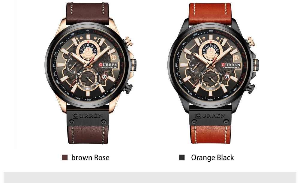 Curren 8380 Fashion Luxury Quartz Men's Watch Multi Functional Chronograph Calendar Waterproof Luminous Watches for Men Часы