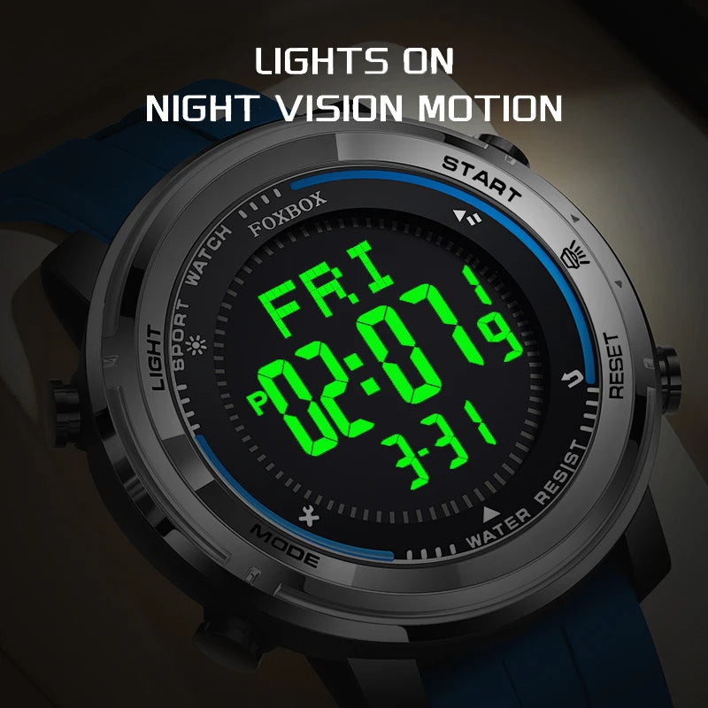 LIGE Digital Watches for Men Flashlight Outdoor Sport Electronic Watches LED Luminous Waterproof Man Watch Chronograph Clock