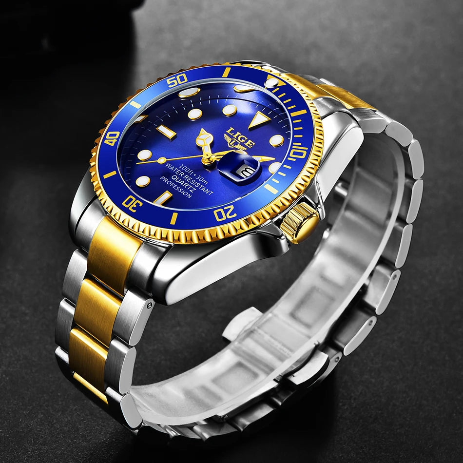 LIGE Watch For Men Top Brand Luxury Fashion Men Watch Casual Business Waterproof Chronograph Quartz Wristwatches Montre Homme