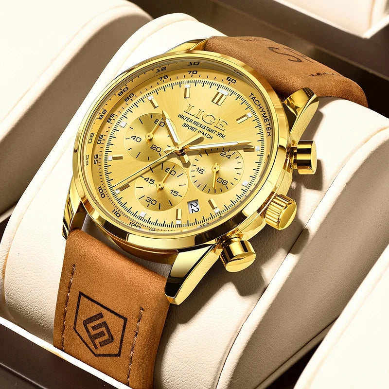LIGE  Fashion Military Watches for Men Luxury Original Sports Chronograph Watch Waterproof Quartz Clock Digital WristWatch