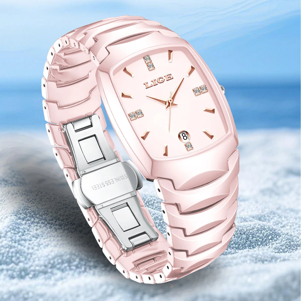 LIGE New Ladies Waterproof Watch Luxury Ceramic Braceletz Women Watches Creative Fashion Original Elegant Quartz Wristwatch Gift