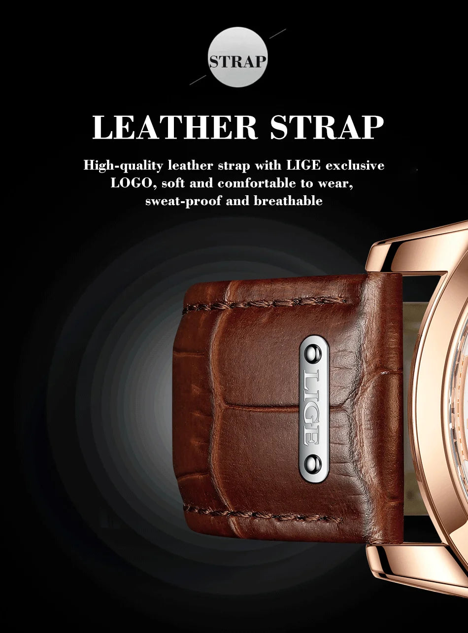 LIGE Mens Watches Luxury Waterproof Luminous Quartz Watch For Men Business Fashion Casual Man Date Chronograph Relogio Masculino