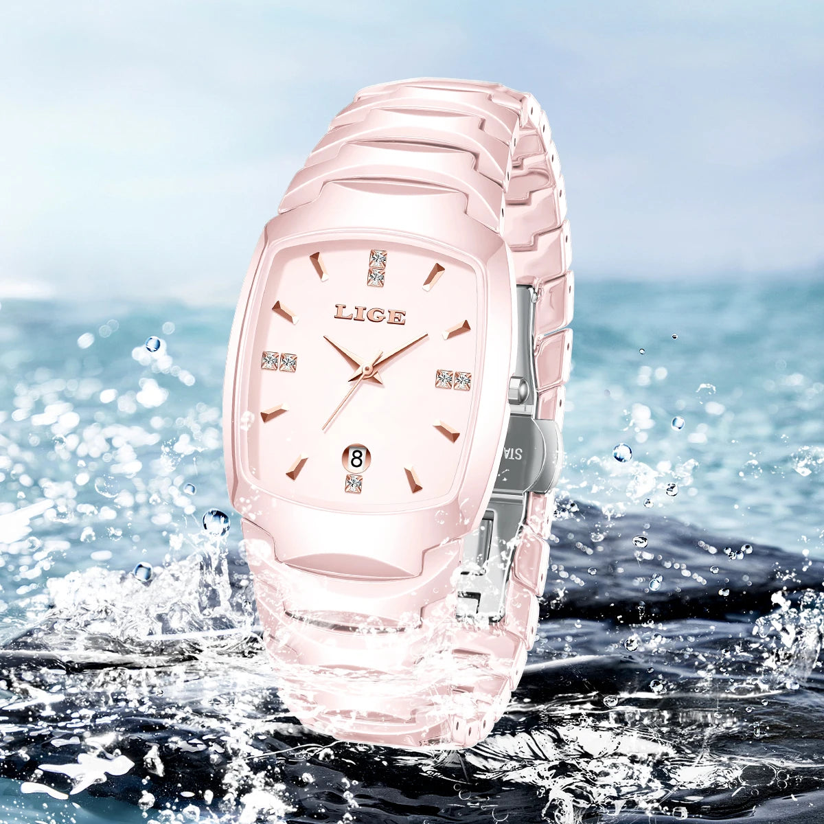 LIGE New Ladies Waterproof Watch Luxury Ceramic Braceletz Women Watches Creative Fashion Original Elegant Quartz Wristwatch Gift