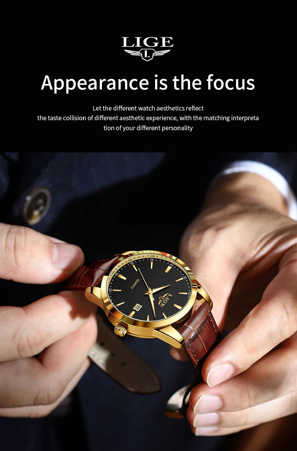 LIGE Mens Watches Top Brand Luxury Military Quartz Watch for Men Fashion Leather Waterproof Sports Chronograph Montre Homme+BOX