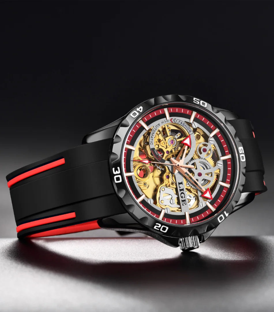 LIGE Men's Luxury Watches Mechanical Watches Chronograph Watch for Men Automatic Original Brand Stainless Steel Tourbillon Clock