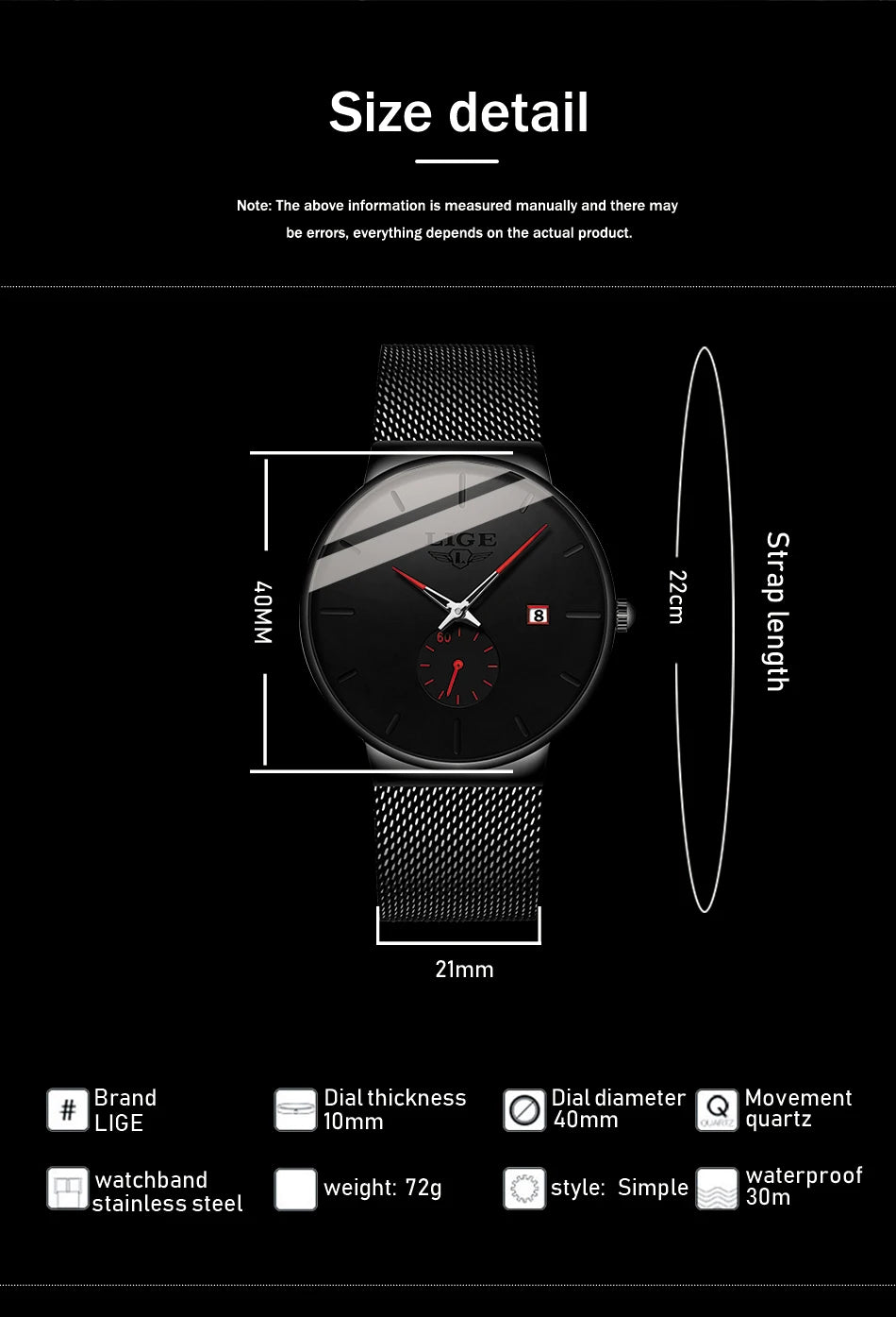 LIGE mens wristwatch simple luxury fashion clock quartz men sports watches Waterproof Watches Gift For Men Relogio Masculino+BOX